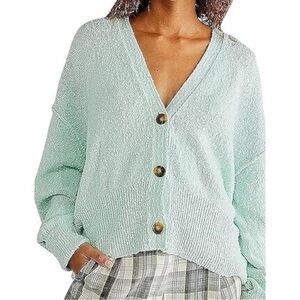 Free people found my friend cardigan Mint Button-Front V-Neck Women's Sweater
